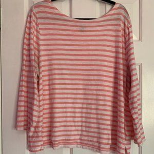 J Crew Pink Striped Cotton Long Sleeve T-shirt 3X